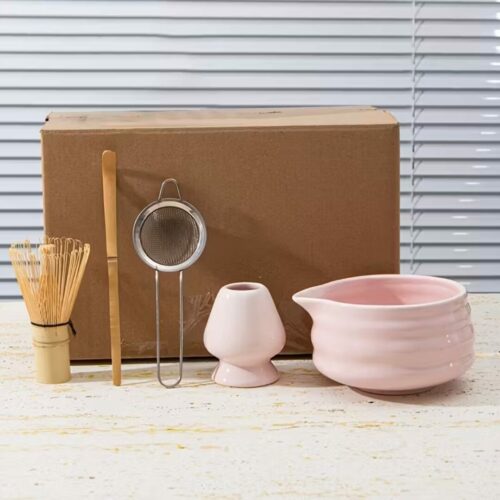 coffret matcha céramique rose