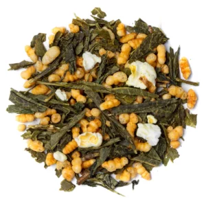 Thé vert Genmaicha du Japon, vue de dessus, Olantea
